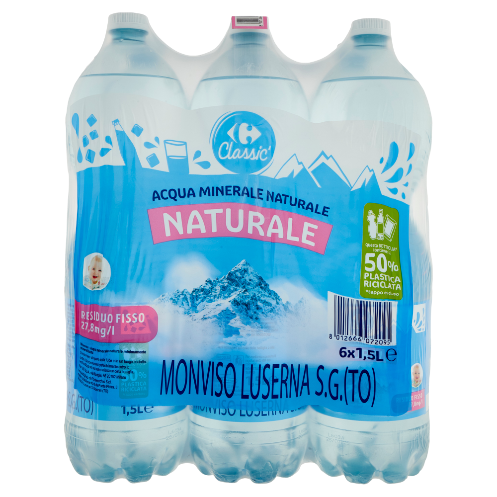 Carrefour Classic Naturale Acqua Minerale Naturale Monviso 6 x 1,5 L