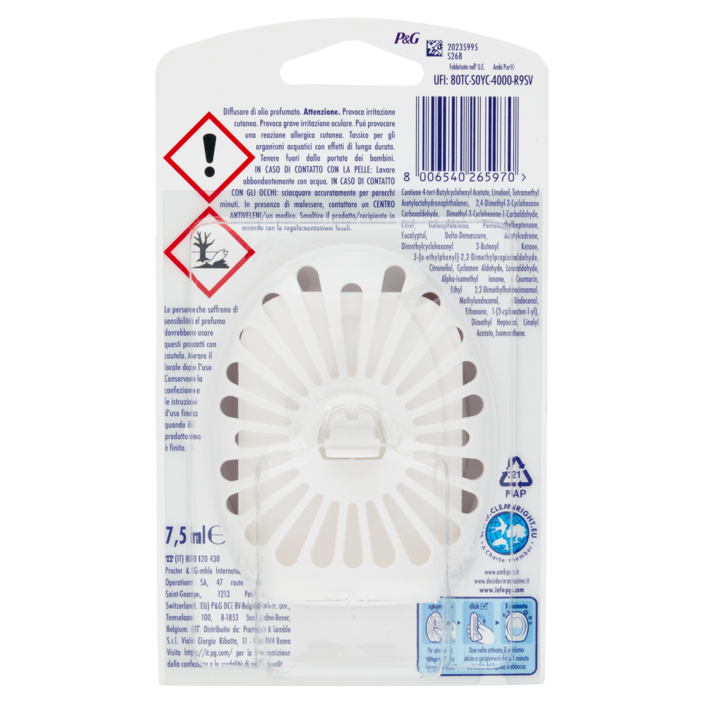 Ambi Pur Bagno Profumatore per Ambienti Elimina e Previene gli Odori, Brezza di Capri 7,5 ml