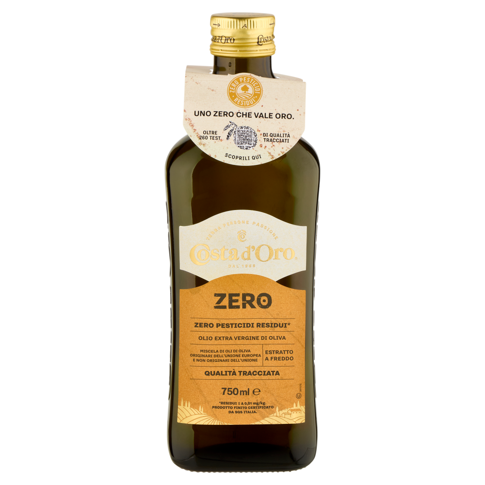 Costa d'Oro Zero Zero Pesticidi Residui* Olio Extra Vergine di Oliva 750 ml