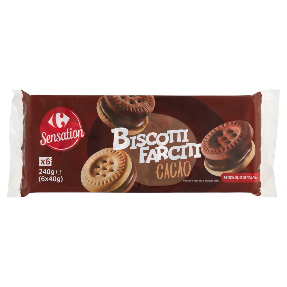 Carrefour Sensation Biscotti Farciti Cacao 6 x 40 g