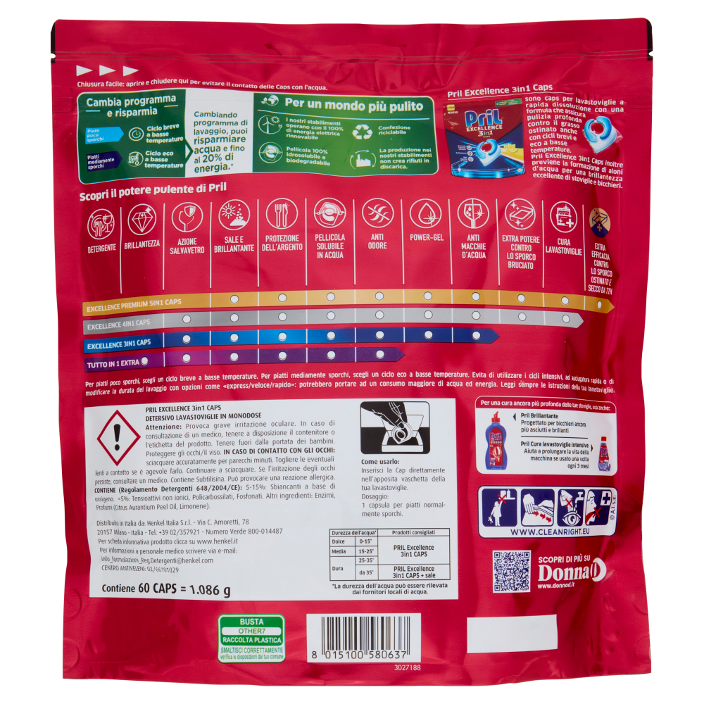 PRIL Excellence 3in1 Caps Limone 60pz (1.086g)