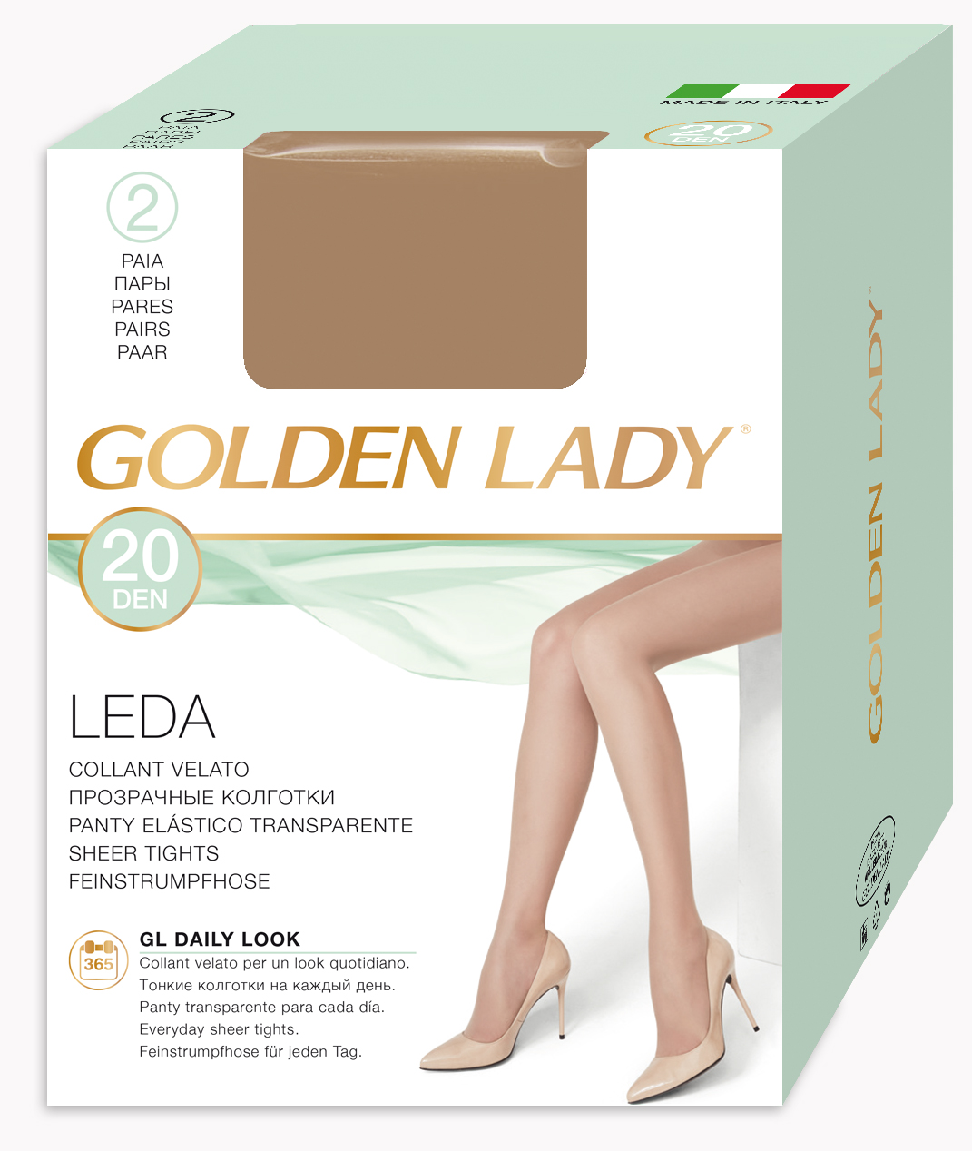 Golden Lady Collant velato Leda 20 Den 2 paia Melon taglia2