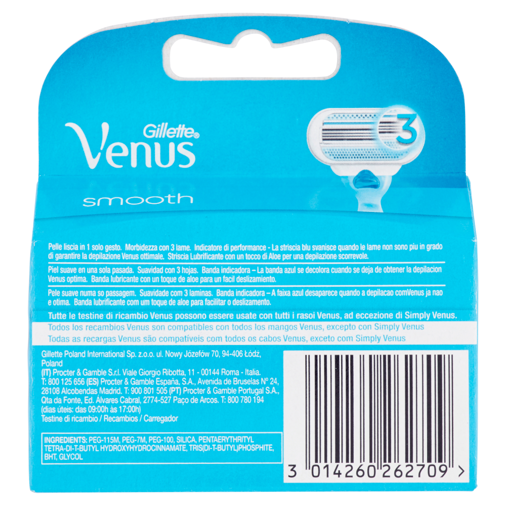 Gillette Venus Smooth Lame per Rasoio da Donna 4 Ricariche