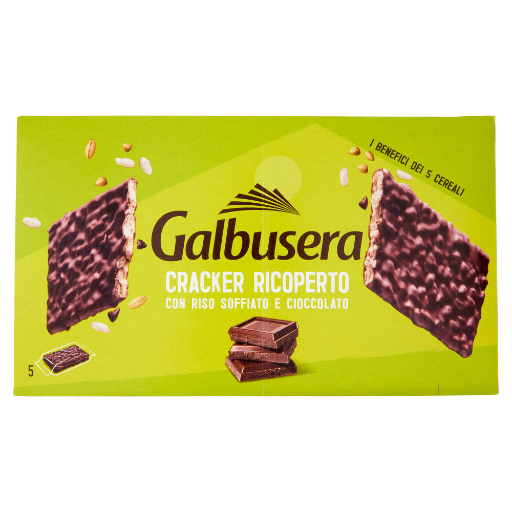 Galbusera Cracker Ricoperto con Riso Soffiato e Cioccolato 5 x 30 g