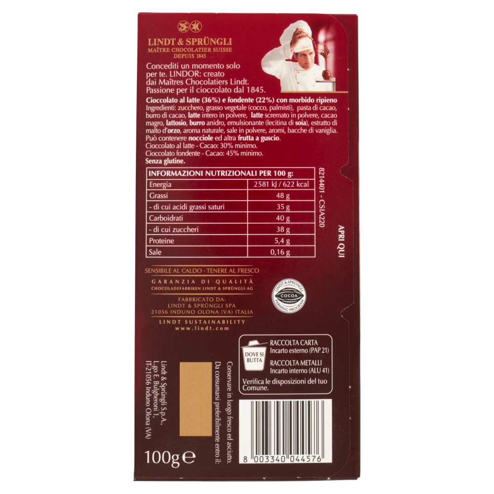 Lindt Lindor Tavoletta Doppio Cioccolato 100 g
