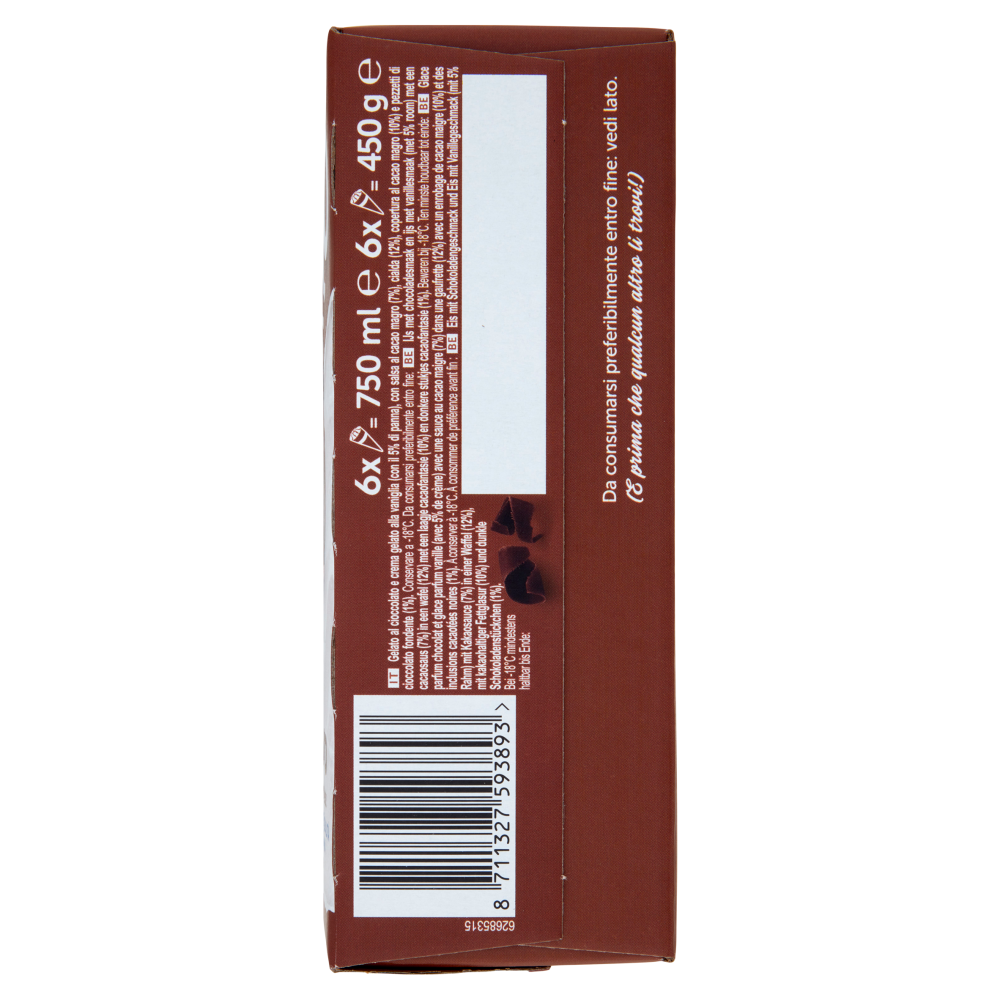 Cornetto Algida Cioccolato 6 Gelati 450 g
