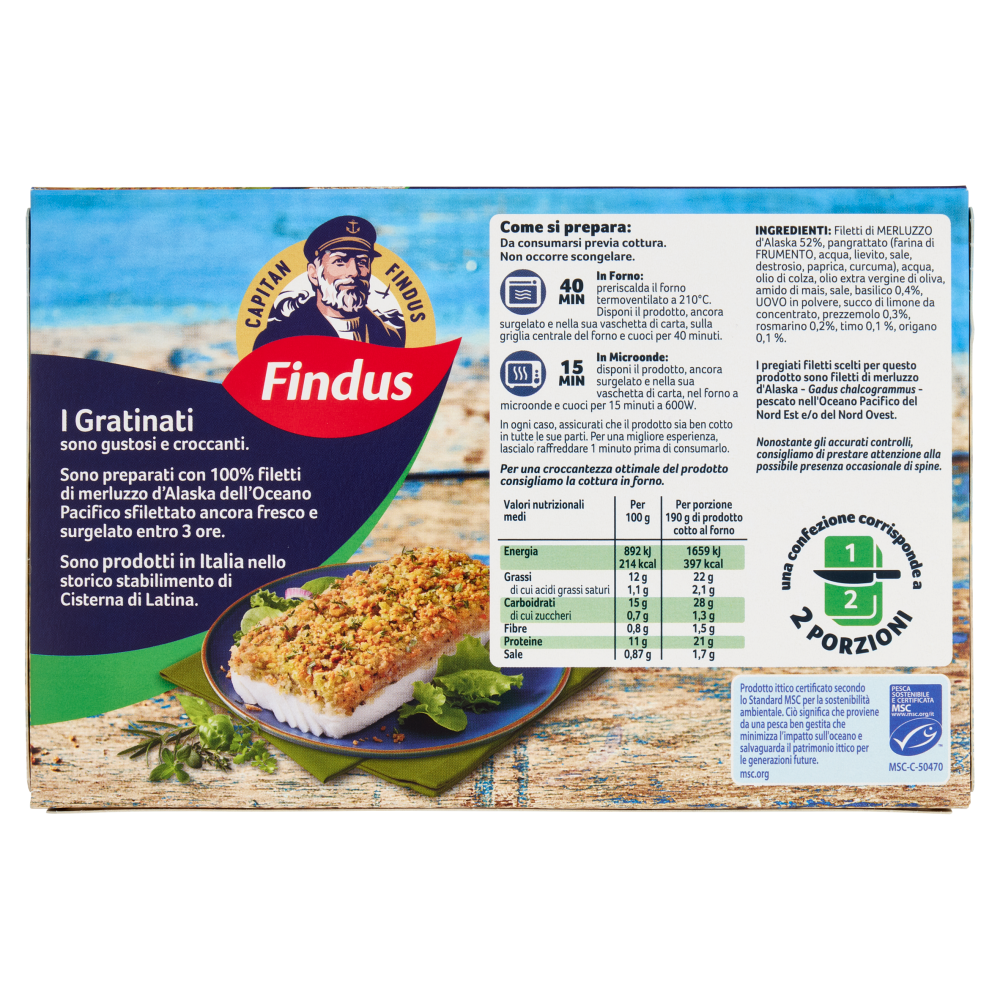 Capitan Findus I Gratinati Merluzzo con Erbe Mediterranee 380 g
