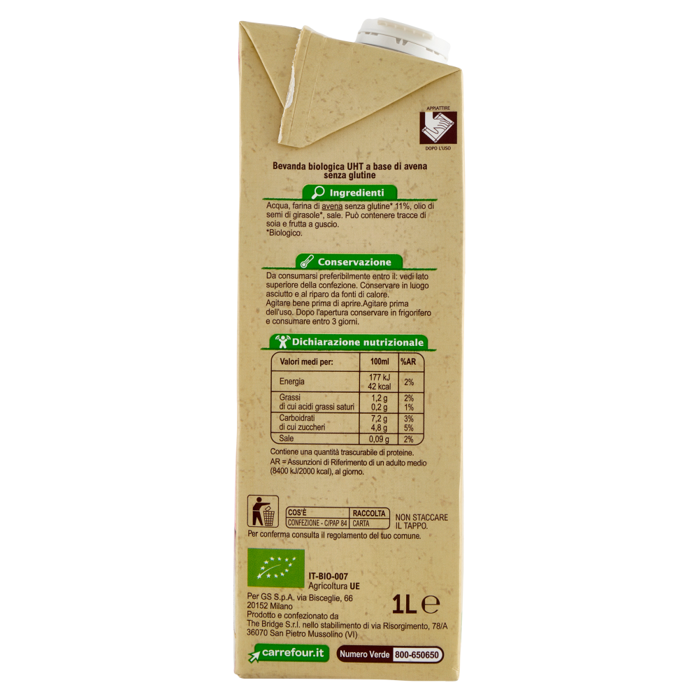 Carrefour Bio Drink Avena senza glutine 1 L