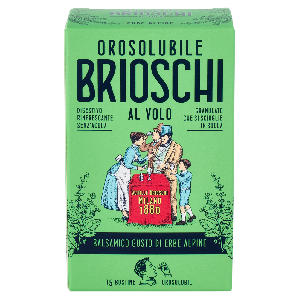 Brioschi Orosolubile al Volo Balsamico Gusto di Erbe Alpine 15 x 1 g