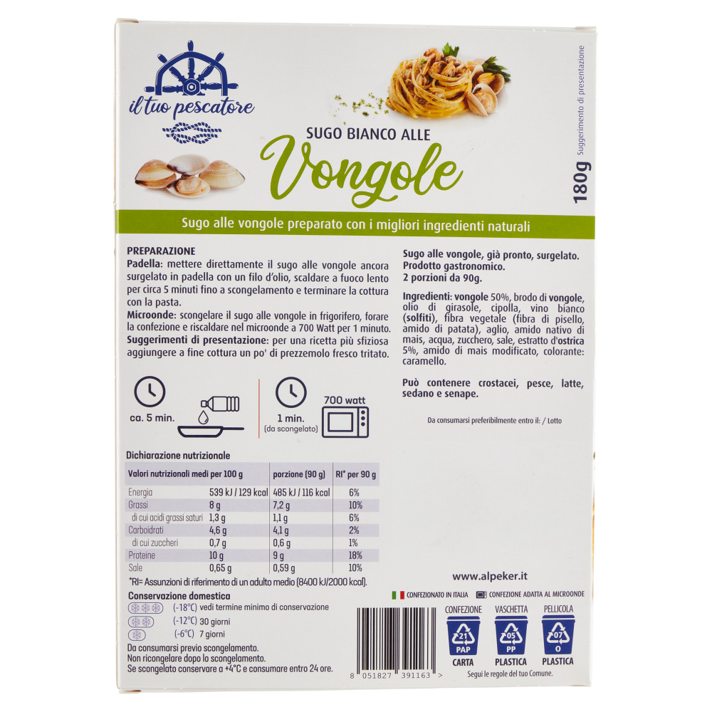 il tuo pescatore Sugo Bianco alle Vongole 180 g