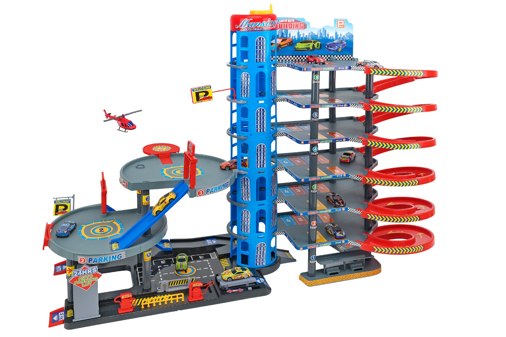 W'Toy Garage 7 piani con veicoli die-cast