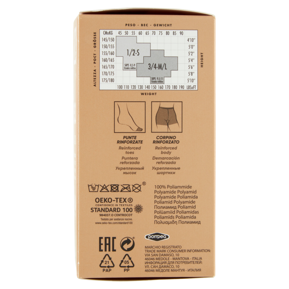pompea Classico Collant opaco 20 den 3/4-M/L Ambrato 2 Paia