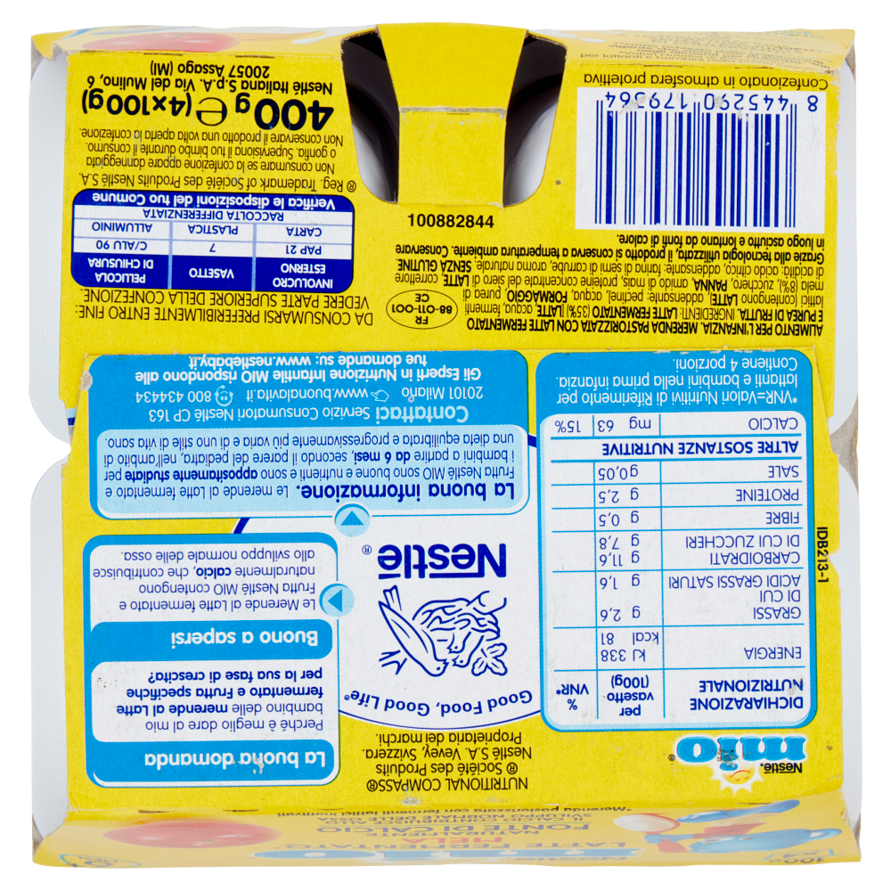 NESTLÉ MIO Merenda Latte Fermentato Mela 4 vasetti da 100 g