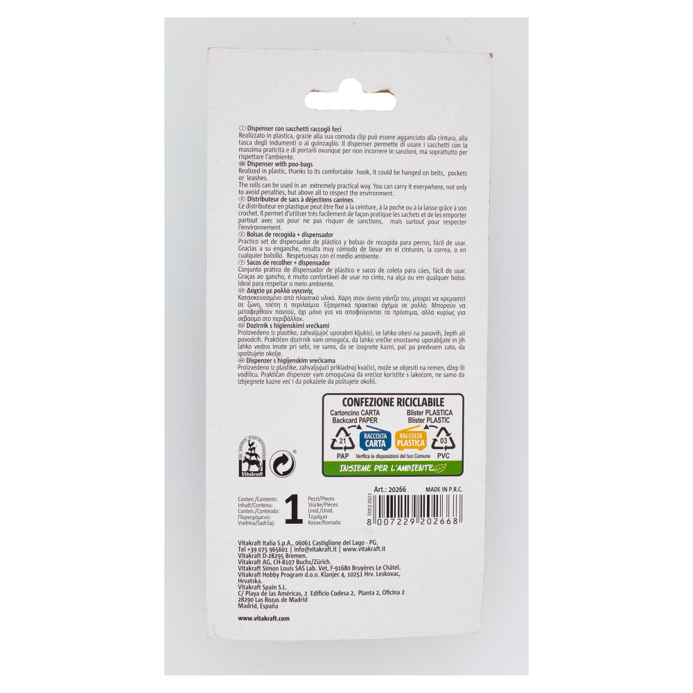 Vitakraft Care Dispenser con sacchetti raccogli feci (2x20 pz) 1 pz