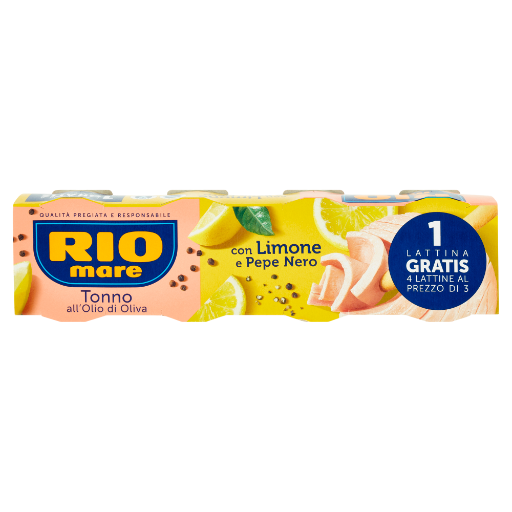 Rio mare Tonno all'Olio di Oliva con Limone e Pepe Nero 3+1 x 80 g