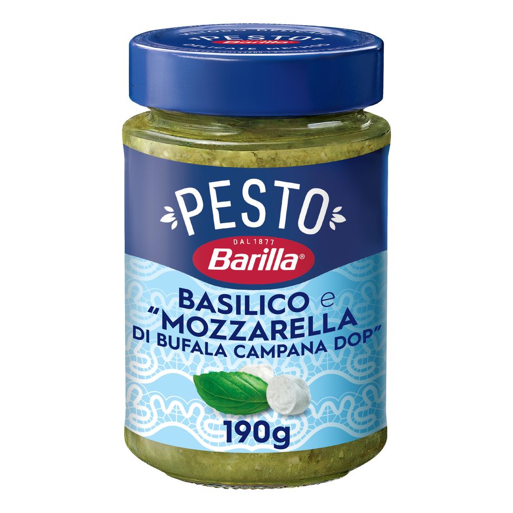 Barilla Pesto Basilico e Mozzarella di Bufala Campana DOP Condimento e Sugo per Pasta 190g