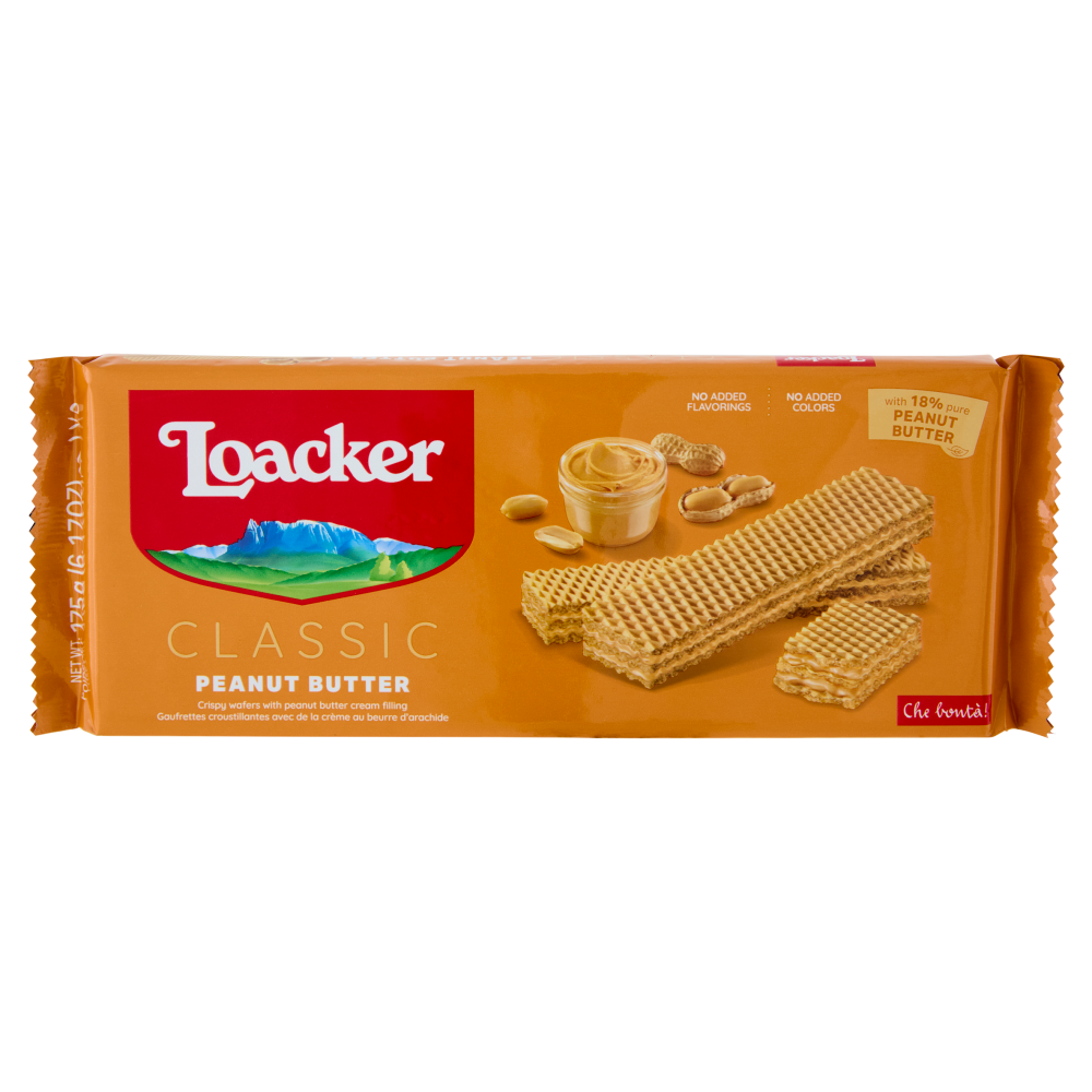 Loacker Classic Peanut Butter Wafer con crema al burro di Arachidi Wafers 175g