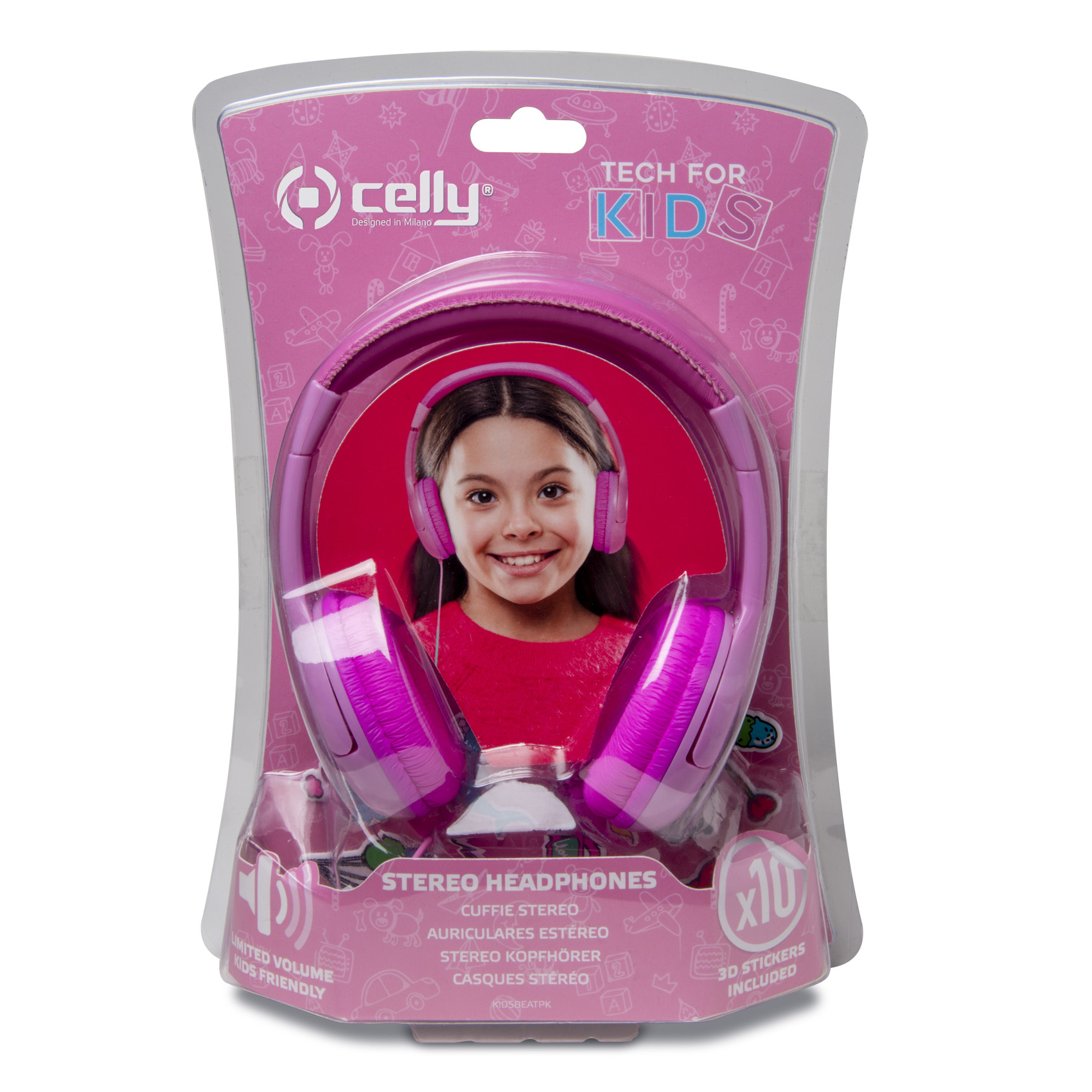 Celly KidsBeat Cuffie Cablato A Padiglione MUSICA Rosa