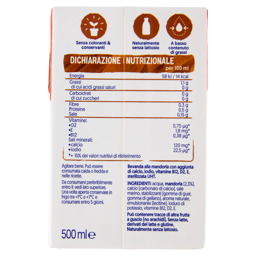 ALPRO Senza Zuccheri Mandorla, Bevanda 100% Vegetale, Basso in grassi, Senza Lattosio, 500ml