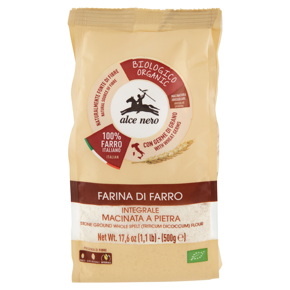 alce nero Farina di Farro Integrale Macinata a Pietra 500 g