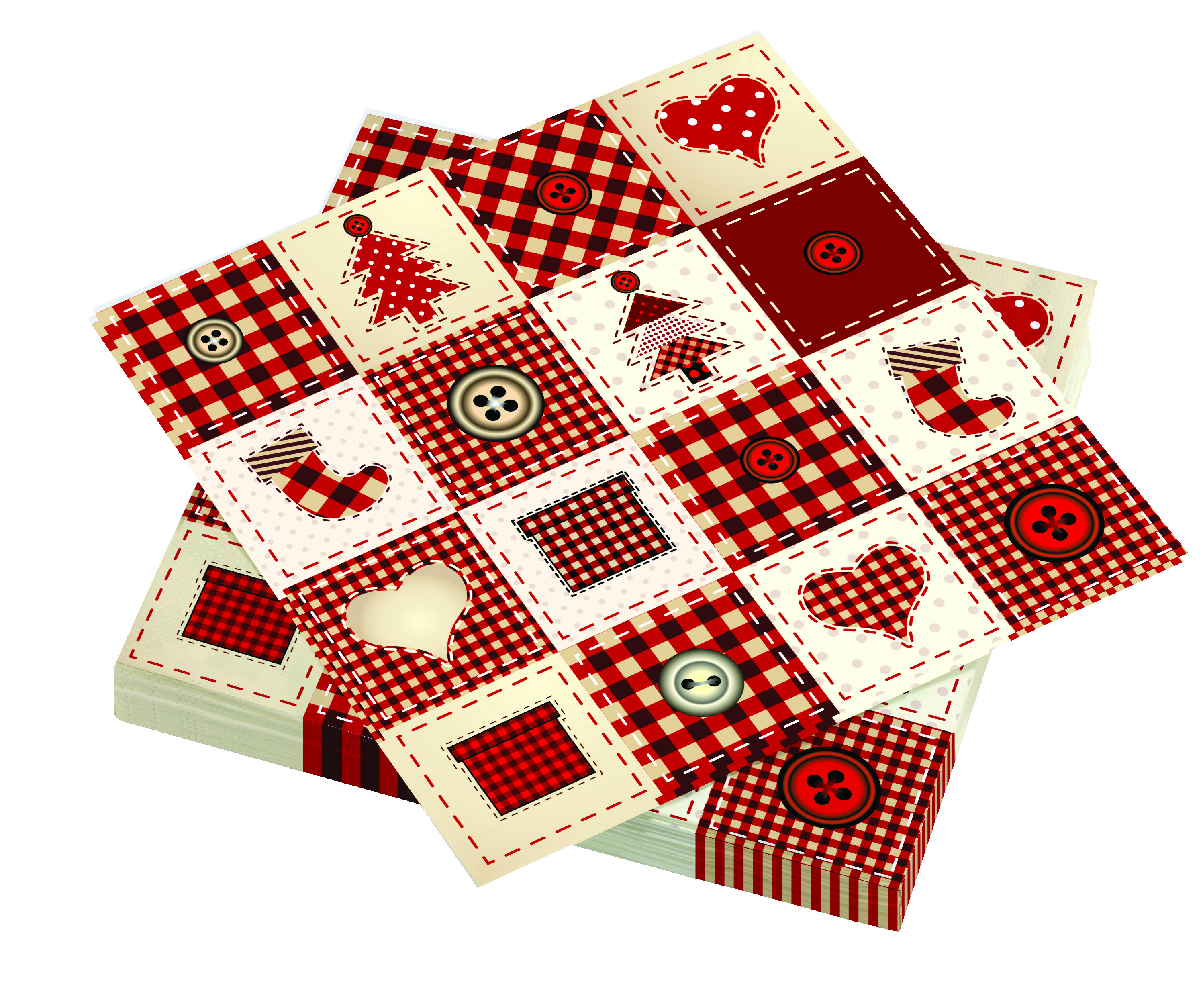 Le Nappage 20 tovaglioli in ovatta 33x33 cm 3 veli Patchwork