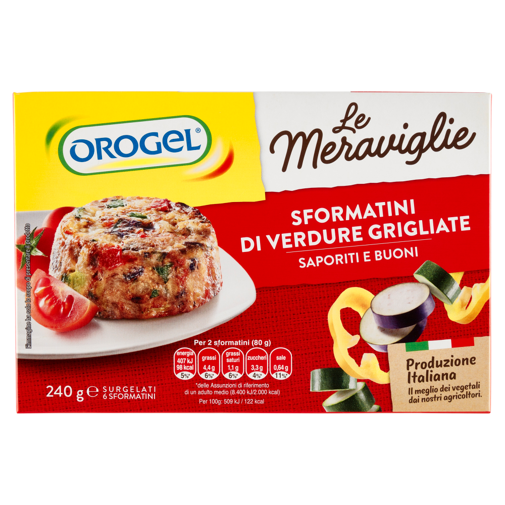 Orogel le Meraviglie 6 Sformatini di Verdure Grigliate Surgelati 240 g