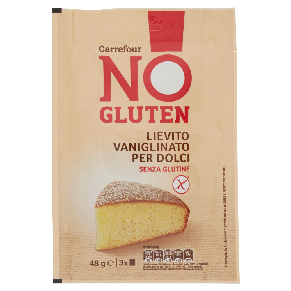 Carrefour No Gluten Lievito Vaniglinato per Dolci 3 x 16 g