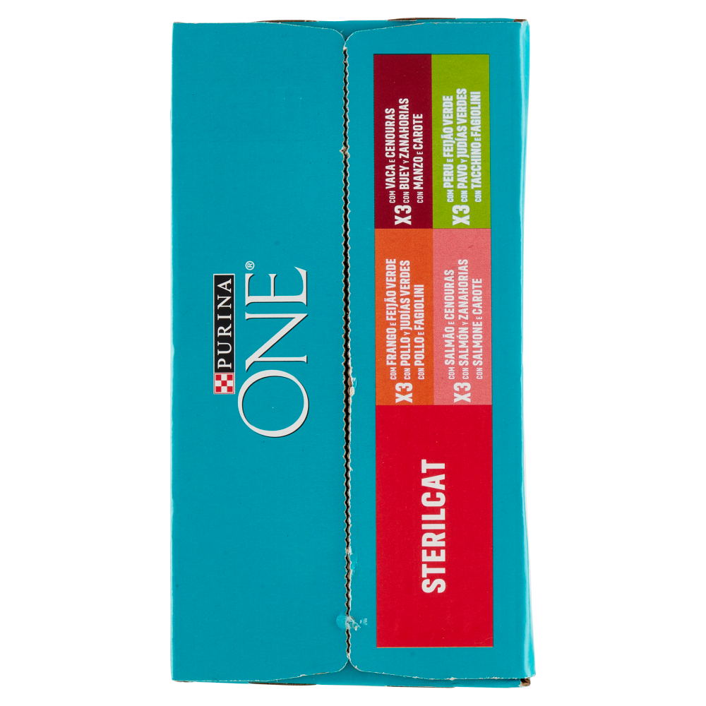 PURINA ONE umido Sterilcat Pollo Fagiolini, Manzo Carote, Salmone Carote, Tacchino Fagiolini 12x85g