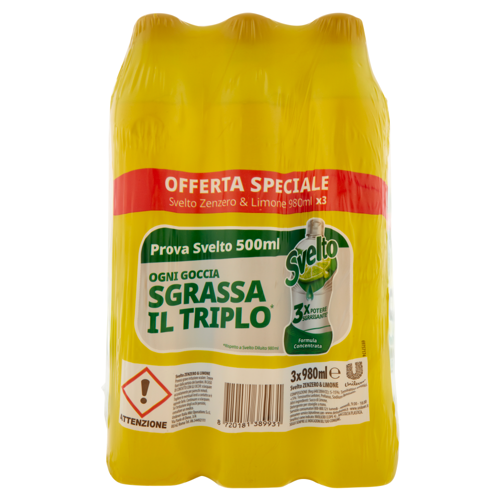 Svelto Zenzero & Limone 3 x 980 ml