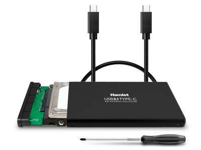 Hamlet Box esterno USB 3.1 Tyce-C per Hard Disk SATA 2,5 in alluminio