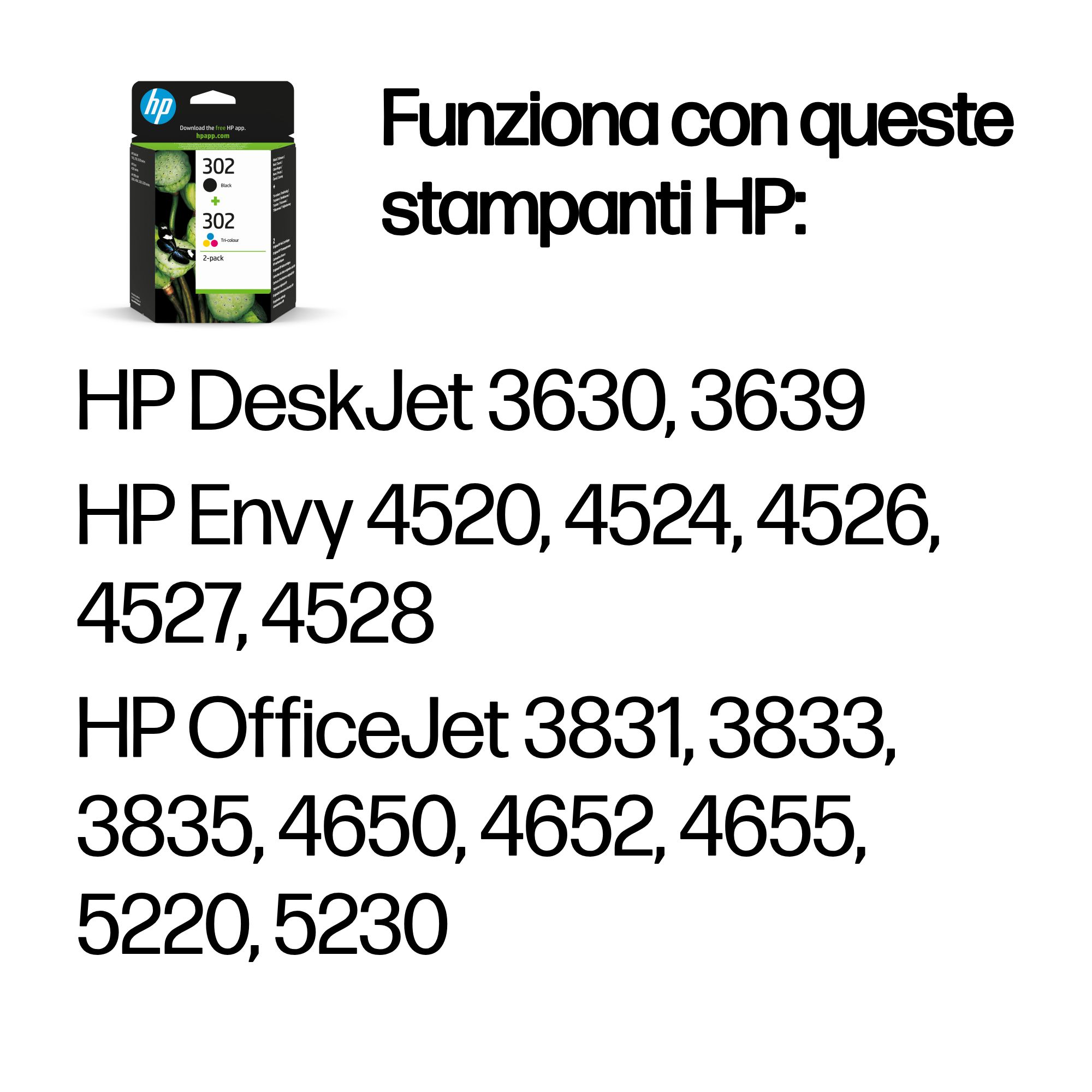 HP Confezione da 2 cartucce d'inchiostro nero/tricromia originali 302