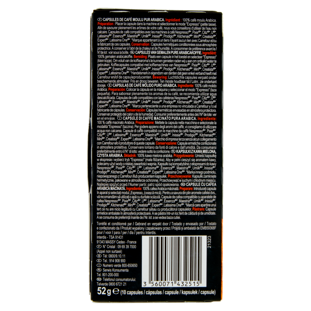 Carrefour Selection Espresso Delicato Intensità 5 10 Capsule 52 g
