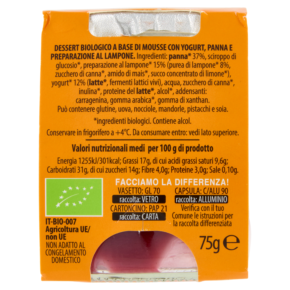 Fattoria Scaldasole Mousse con Yogurt e Panna Lampone 75 g