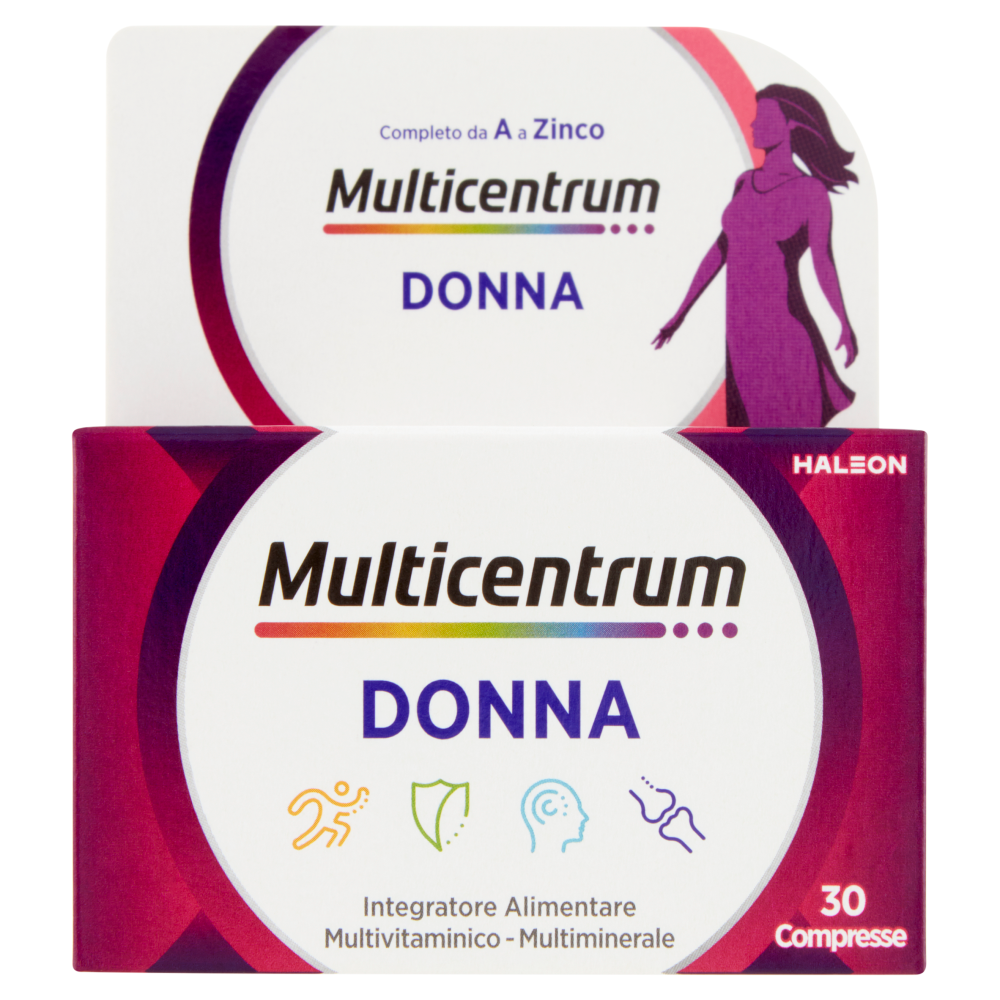 Multicentrum Donna Acido Folico, Calcio, Ferro Integratore Multivitaminico Completo 30 cpr 47 g