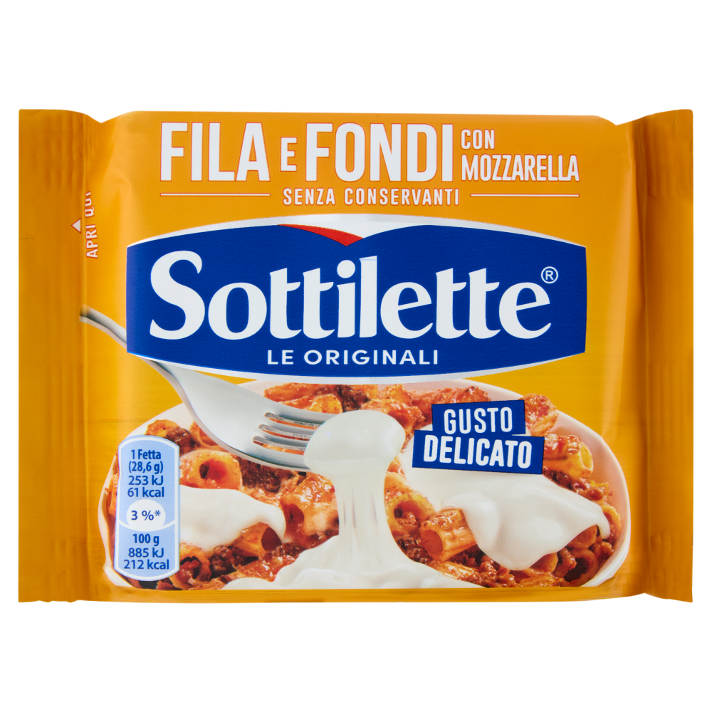 Sottilette Fila e Fondi con mozzarella - formaggio fuso a fette - 200 g