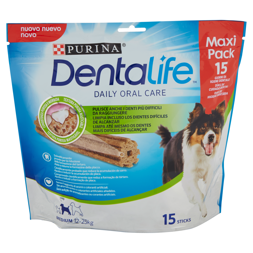 PURINA DENTALIFE Cane Snack per l'igiene orale Taglia Medium busta 15 stick 345g