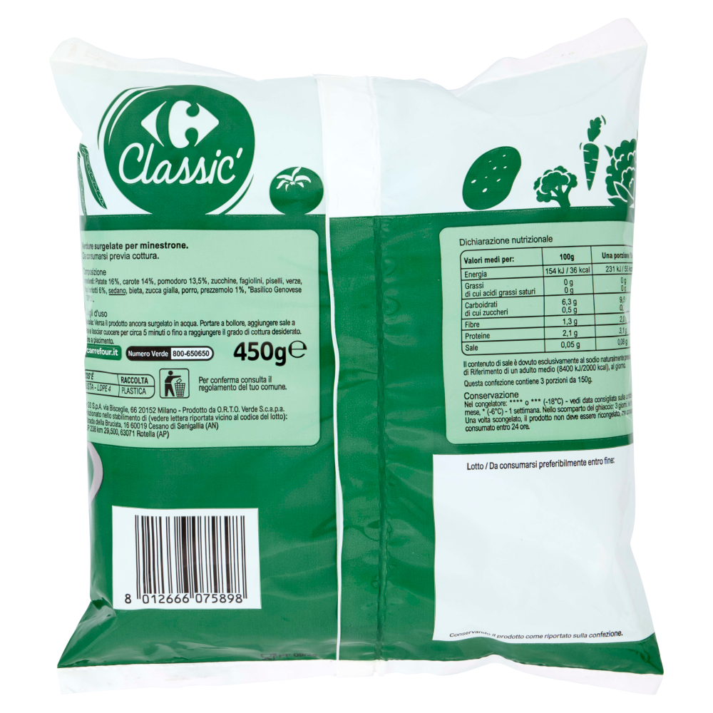 Carrefour Classic Minestrone Surgelato 450 g