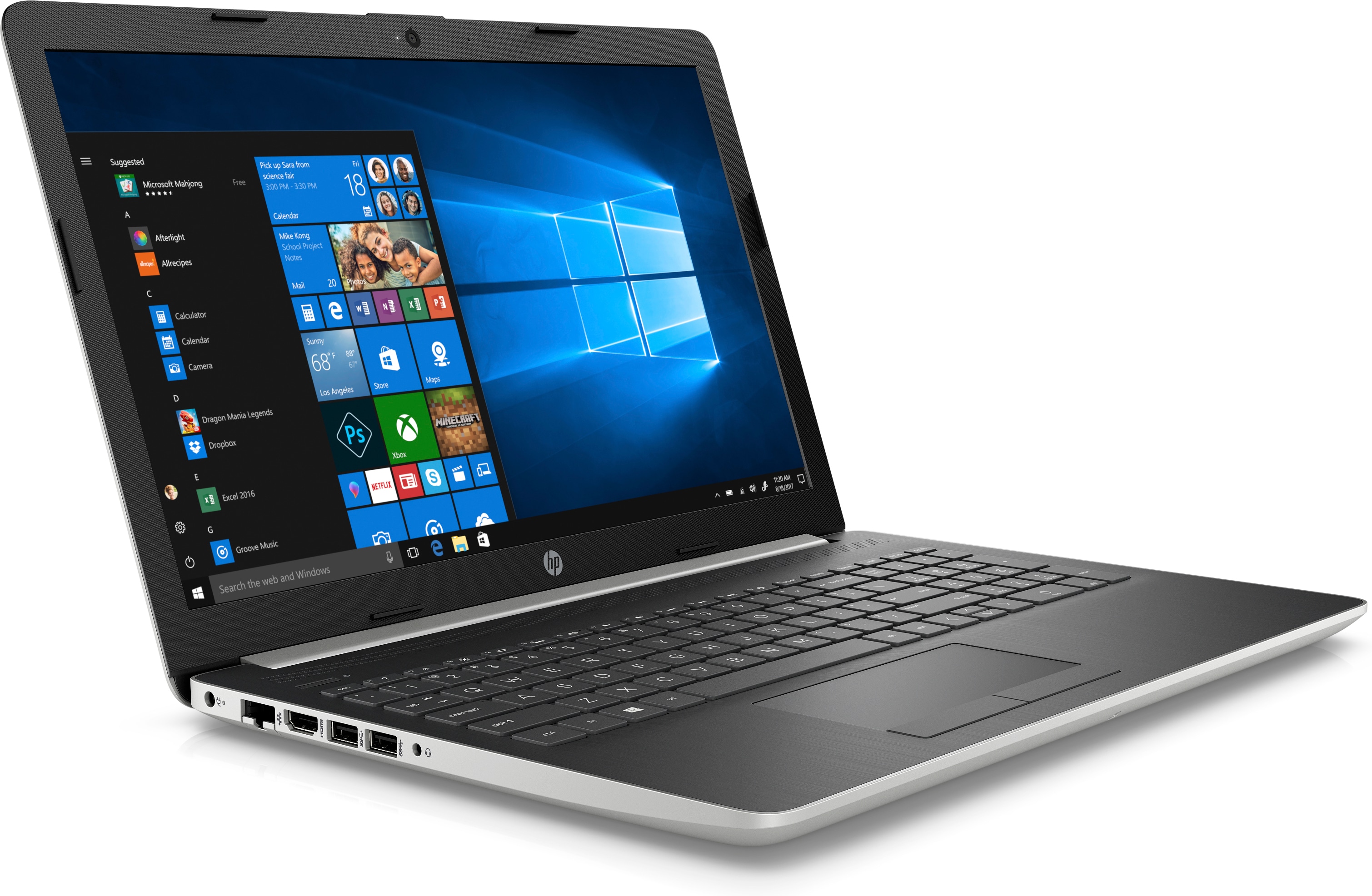 HP Notebook - 15-da0125nl Intel® Core™ i5 i5-7200U Computer portatile 39,6 cm (15.6") HD 8 GB DDR4-SDRAM 1 TB HDD NVIDIA® GeForce® MX110 Wi-Fi 5 (802.11ac) Windows 10 Home Argento