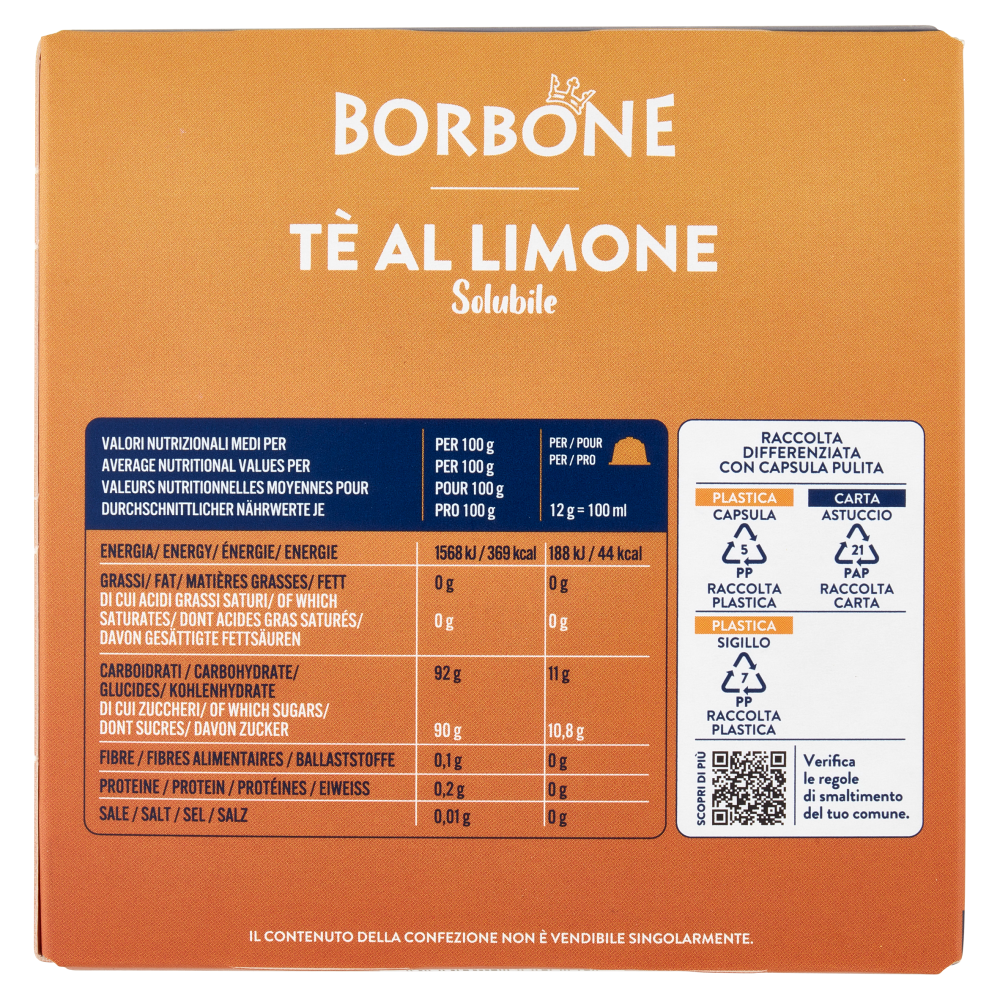 Borbone Tè al Limone Solubile Compatibili con Nescafé* Dolce Gusto* 16 Capsule 16 x 12 g
