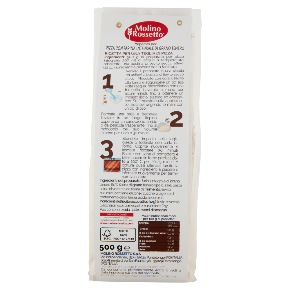 Molino Rossetto Preparato per Pizza Integrale 500 g