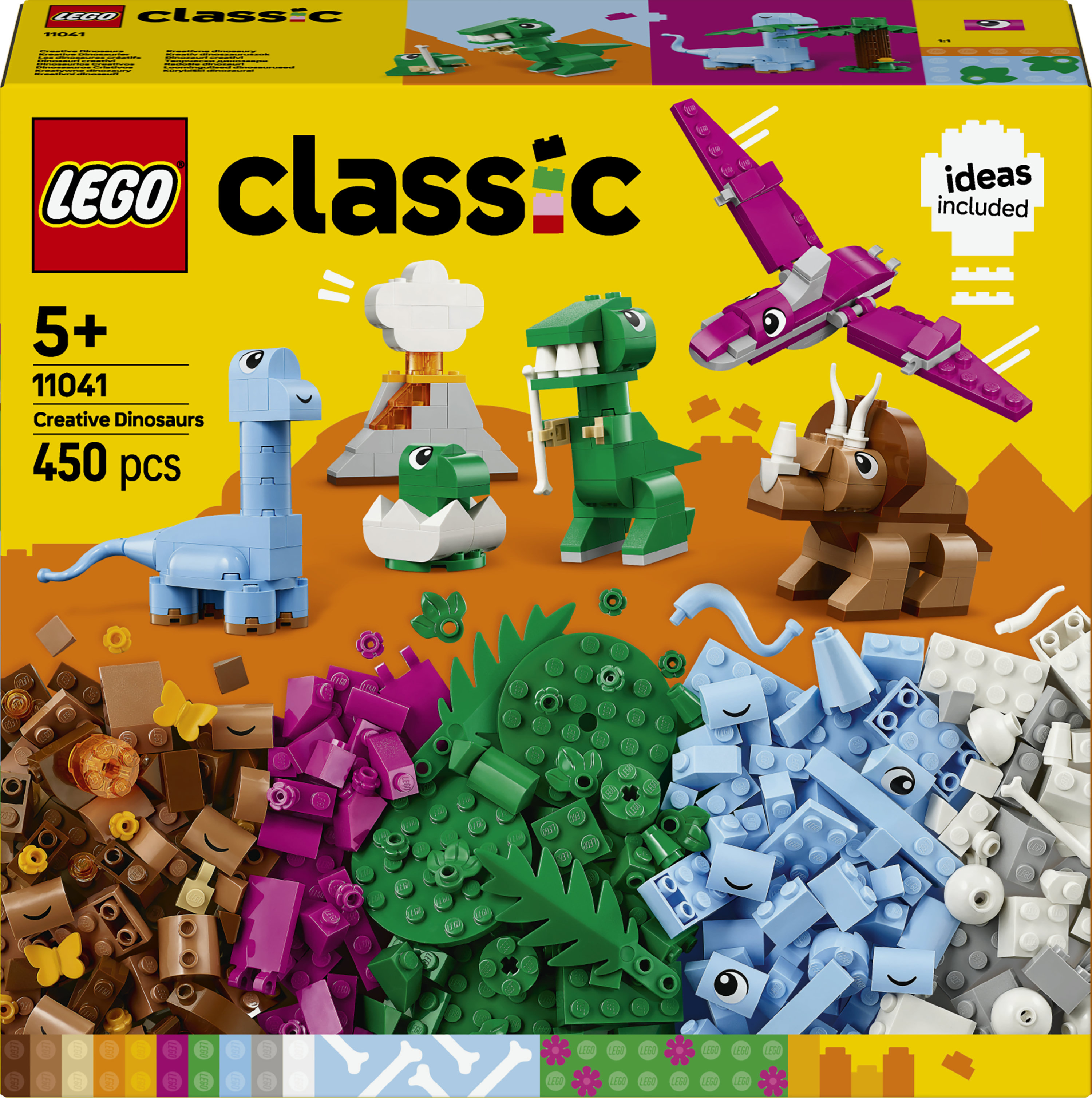 LEGO Classic 11041 Dinosauri Creativi, Giochi Bambini 5+, Colorati Animali Giocattolo da Costruire come T. Rex e Triceratopo