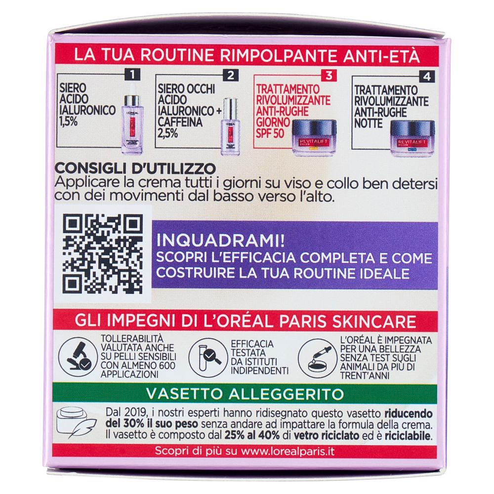 L'Oréal Paris Revitalift Filler Trattamento Rivolumizzante Anti-Rughe SPF 50 50 ml