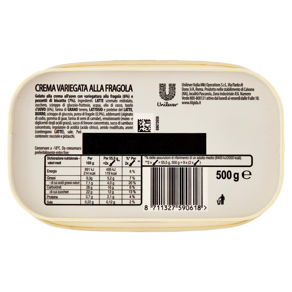 Carte d'Or Crema Variegata alla Fragola con Pezzetti di Biscotto 500 g