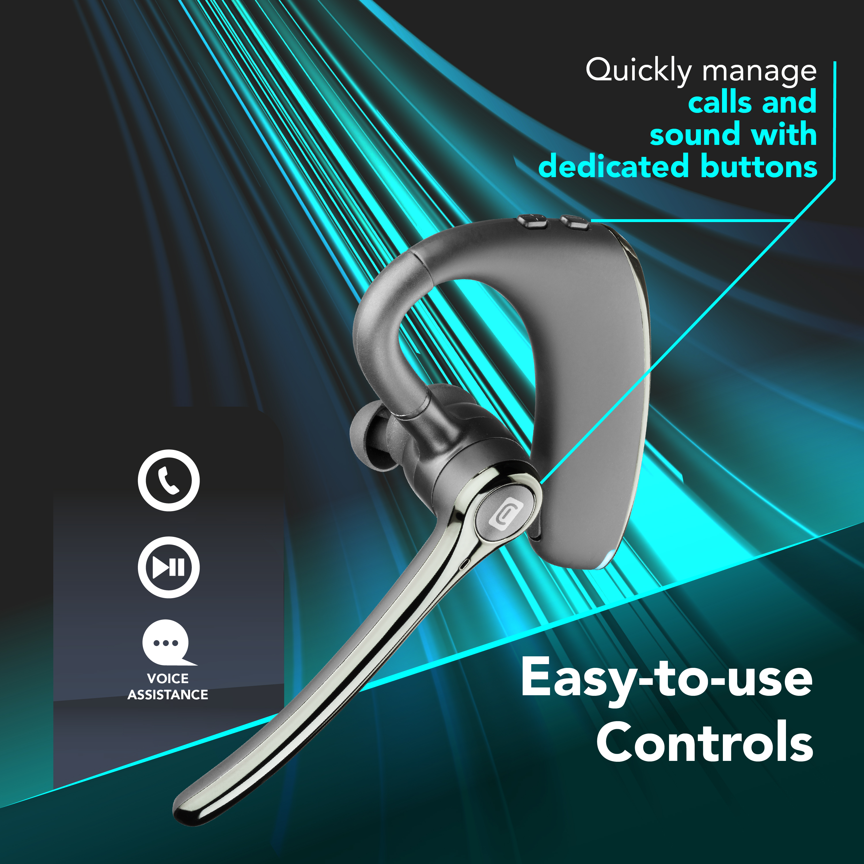 Cellularline FLUENT Auricolare Bluetooth&reg; mono con cancellazione del rumore ambientale