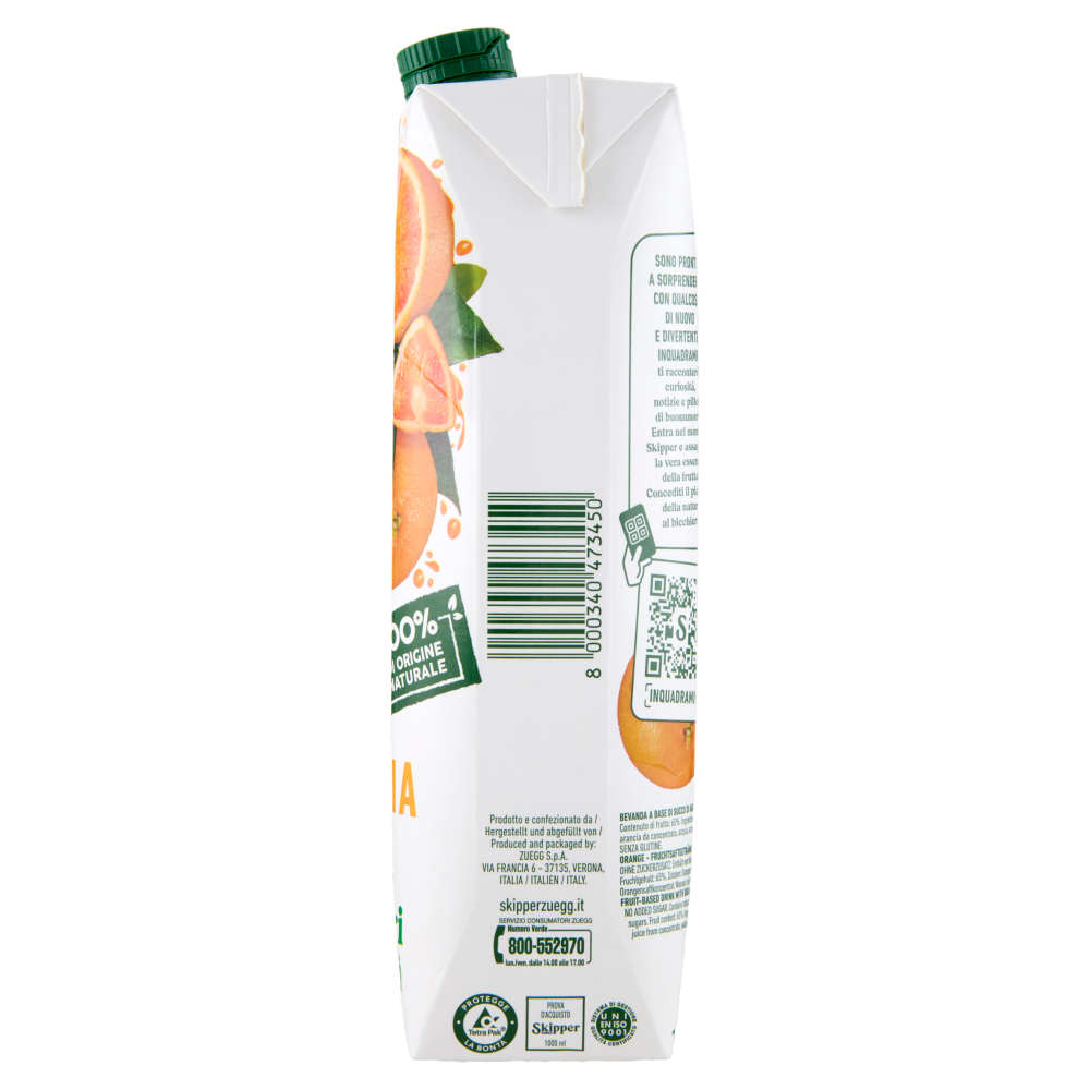Zuegg Skipper Arancia Senza zuccheri aggiunti 1000 ml