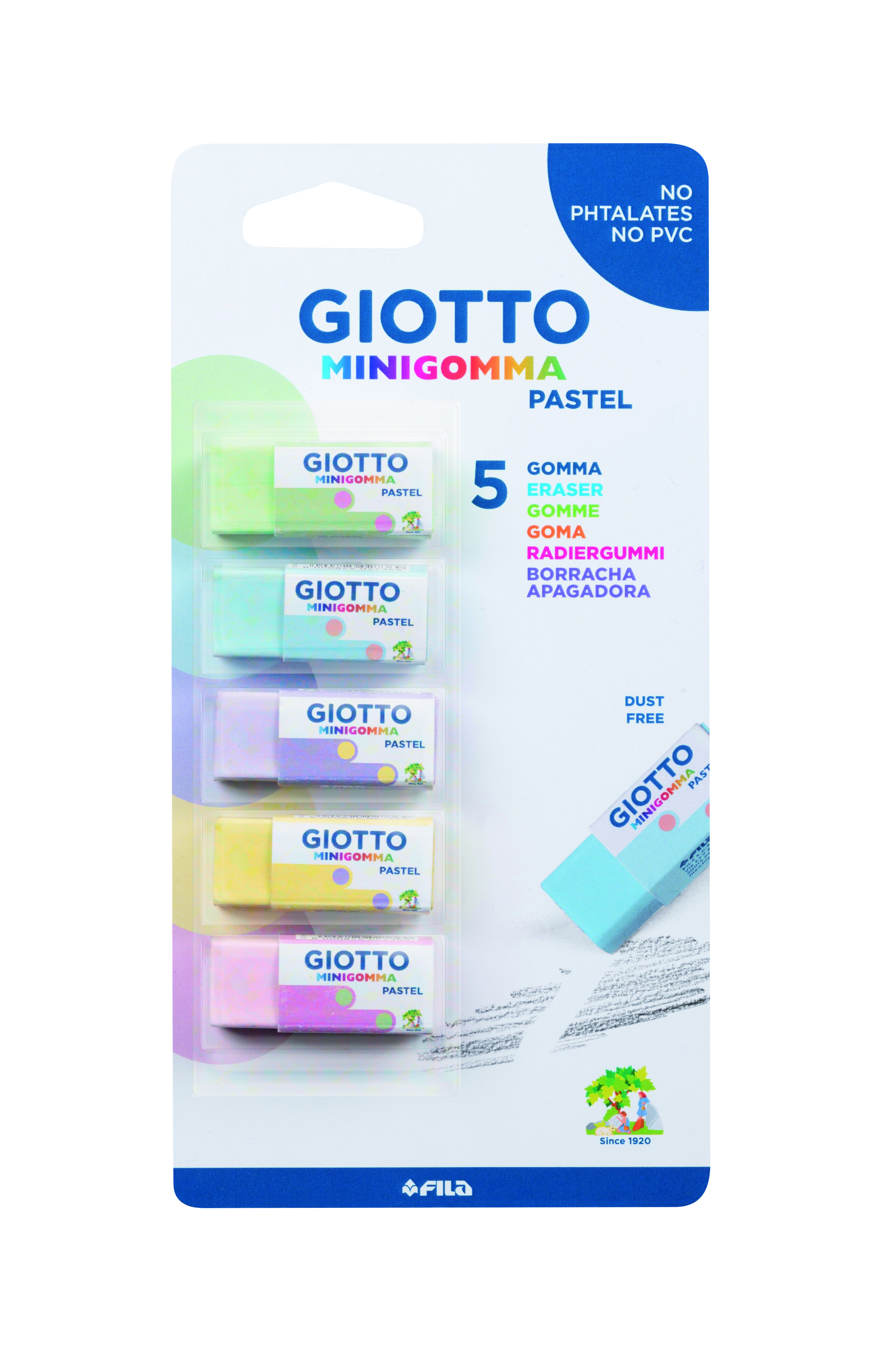 Giotto Minigomma Pastel 5 pz