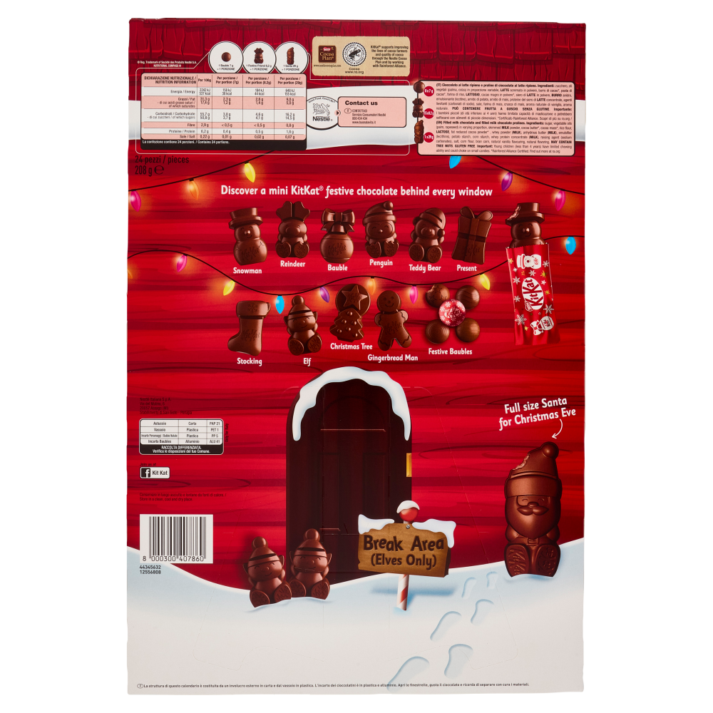 KITKAT Calendario Avvento Personaggi e Palline di Cioccolato al Latte ripieno con Wafer 208g