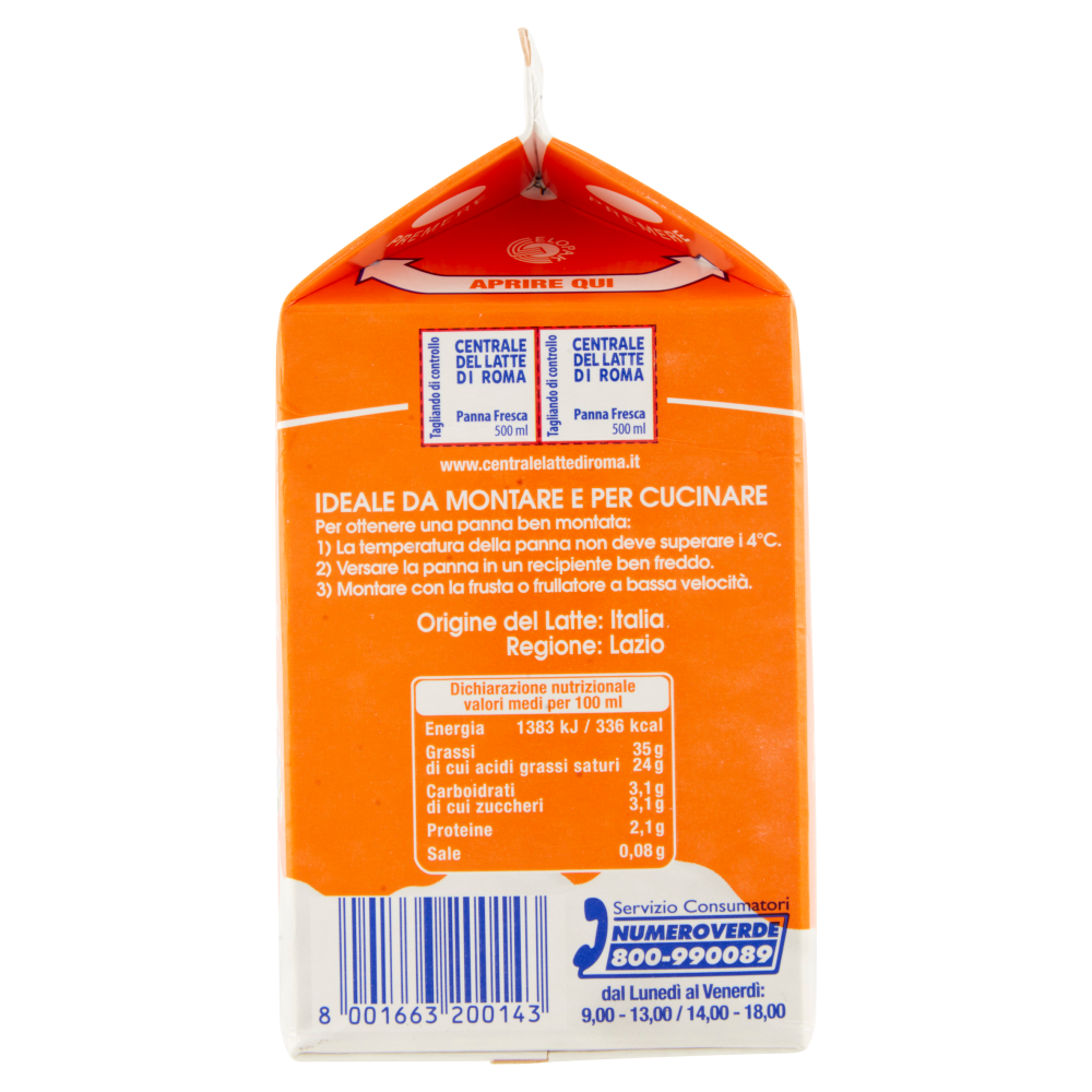 Centrale del Latte di Roma Panna Fresca da montare Pastorizzata 500 ml