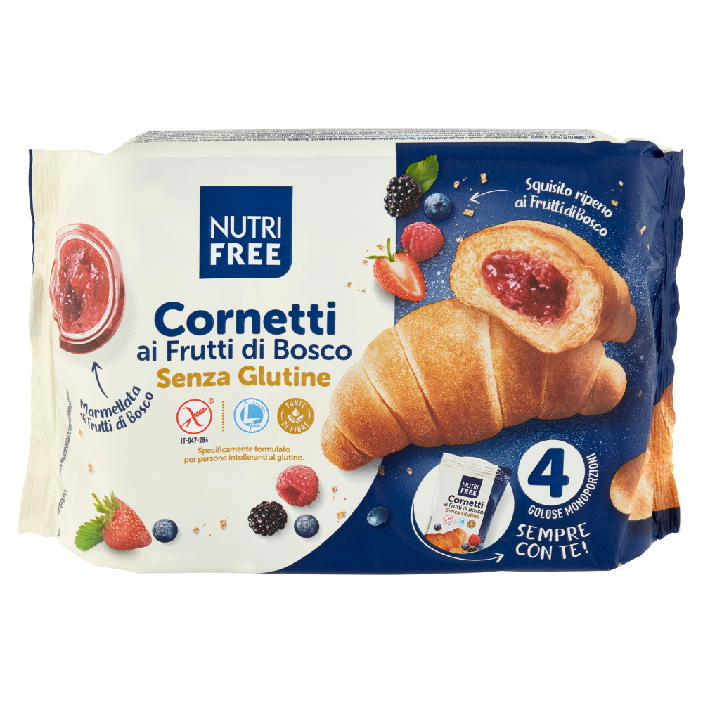 Nutrifree Cornetti ai Frutti di Bosco Senza Glutine 4 Monoporzioni 240 g