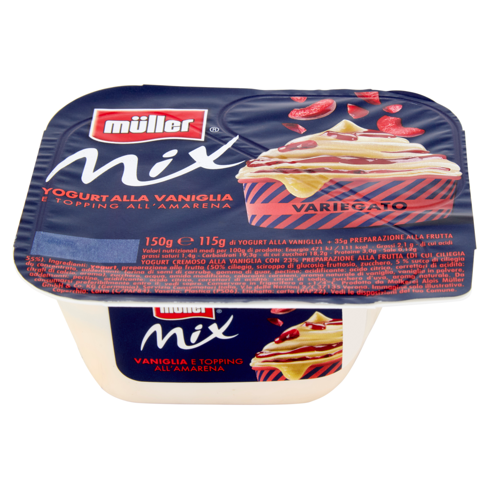 m&uuml;ller Mix Yogurt alla Vaniglia e Topping all'Amarena 150 g
